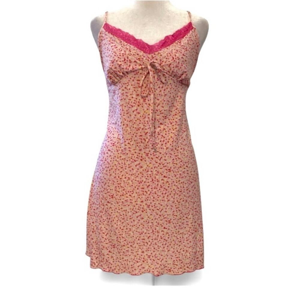 Delicates Y2K Pink Polka Dot Mini Slip Dress Size M Preppy